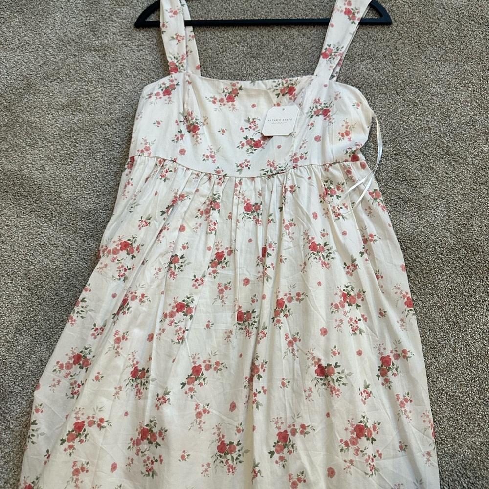 Altar'd State Floral Dress with Pink and Green Accents